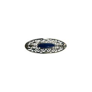 Signed Boma Sterling Silver Lapis Lazuli Fiigree Brooch Pin  Vintage 1.75"